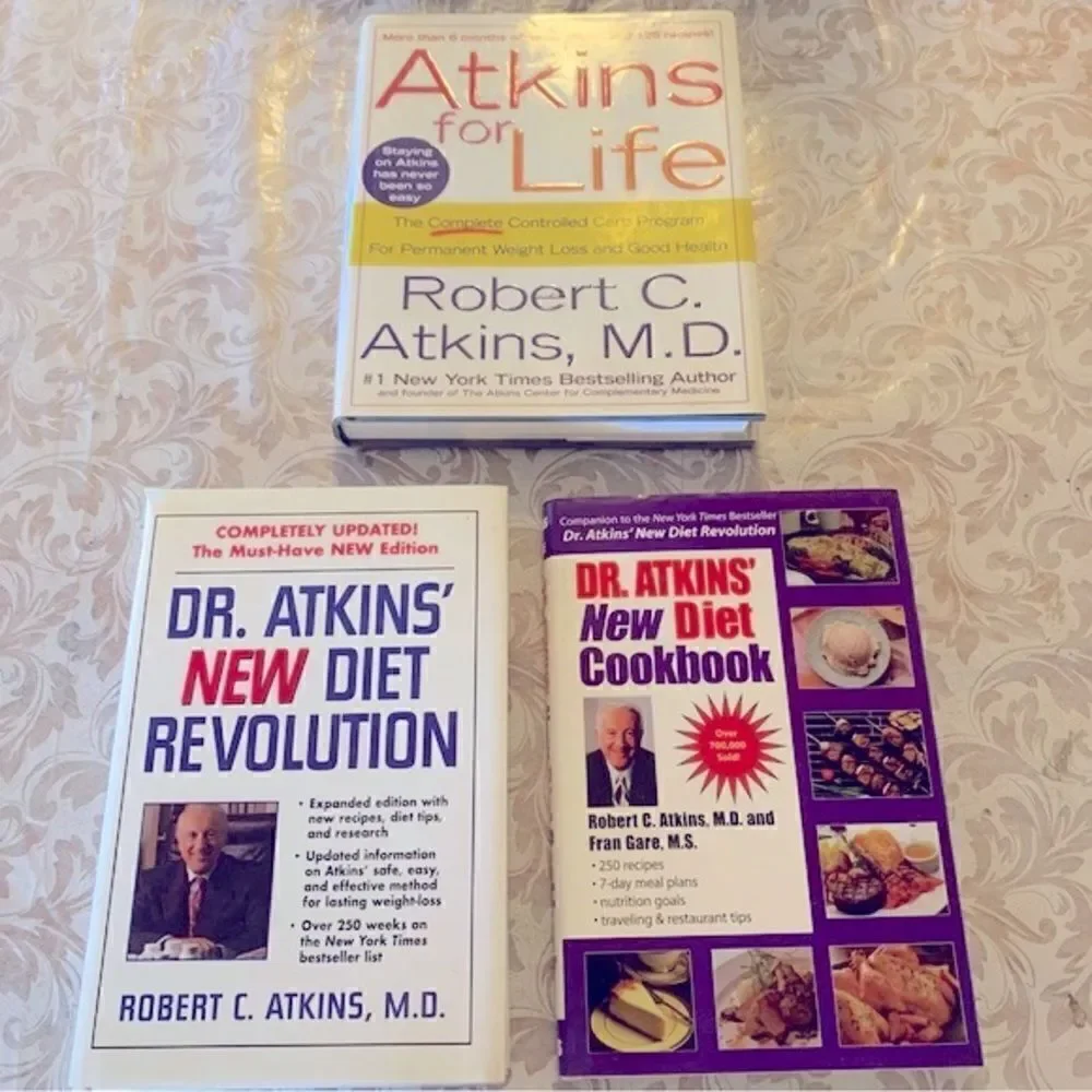 3 Atkins Cookbooks Ketogenic Keto all hardbacks & dust jackets